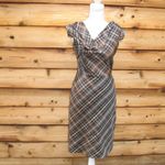 Brown Silk Blend Midi Dress Brown Size 6 Photo 1