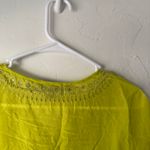 EXPRESS Y2k Size XS Neon Yellow Boho Rhinestone Silk Blend Going Out Top Photo 7