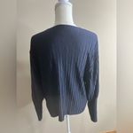 ZARA  navy blue textured bat wing blouse small Photo 7