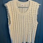 New BiBi Boutique Cream Textured Sleeveless Sweater Vest | Size XL White Photo 1
