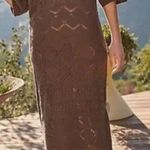 Free People Islamorada Fauxchet Sweater Maxi Crochet Dress Brown Womens Large Photo 0