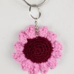 Handmade New Crochet Burgundy Pink Flower Keychain  Handcrafted Photo 4