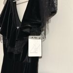 NWT Mikael Aghal $395 Velvet ruffle trim dress black funeral formal event Size 6 Photo 3