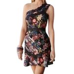 Foxiedox  Boston Proper Red Black Lace Floral One Shoulder Mini Dress size 8 Photo 1