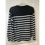 J. Crew Women’s 100% Cotton Striped tee Size S long sleeve curved hem casual Black Photo 3