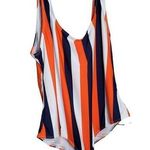 Boohoo New Swimsuit Plus Size 20 One Piece Orange Scoop Back Stripe Pool Beach Photo 0