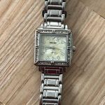 Decade Pearl and Crystal Ladies Watch Square Dial Metal Bracelet Silver Photo 4