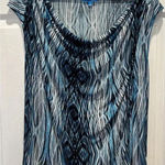 Derek Lam Design Nation Womens Top Blue Print Cowl Drape Neck Cap Sleeve Large Photo 0