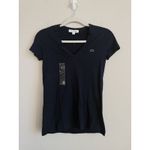 Lacoste  Women's Short Sleeve Cotton Jersey Vneck Tee Shirt Navy Blue Size 32 NEW Photo 4