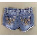 SO  Shortie Cut Off Shorts 26x2 Blue Flap Pockets Embellished Booty Juniors Tag 1 Photo 1