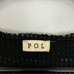 POL Oversized Waffle Weave Black Short Sleeve V-Neck Top Size Small Photo 4