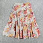 Classic Elements Vintage Skirt 10 Cream Pink Cotton Floral Tiered A-Line Flowy Photo 0