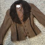 Dorothy Schoelen Silver Collection Brown Faux Fur Trim Blazer Jacket Size 4 Photo 4