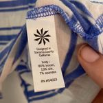 Athleta  Blue Stripe Serenity Muscle Tee Tank Open Back Silk Blend Sleeveless Photo 3