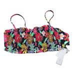 Salt + Cove Penny Lane Smocked Bandeau Bikini Top Floral Black Colorful XL Photo 2