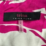 Trina Turk Trina  Zile Dress Women's 2 Pink White Floral Knit Ruffle Sleeveless Photo 6