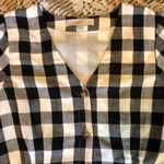 Loft Black and White Buffalo check Puff Sleeve Sheath Dress button front 4 Photo 1