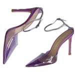 Stuart Weitzman  Glam PVC Pumps Women’s Size 9 Wisteria Ankle Strap Heels Photo 3