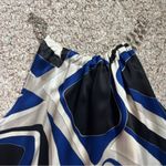 Kenneth Cole Blue Black Silk Sleeveless Tank Top Blouse silver metal chain 10 Photo 2