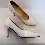 Burberry Vintage White Leather Pumps Heels Womens 5.5 Classic Preppy Luxury Photo 9