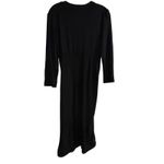 BCBGMAXAZRIA  Black Long Sleeve V Neck Twist Front Midi Dress Women's Size L Photo 4