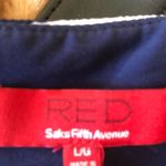 RED VTG Y2K Saks Fifth Avenue Navy White Crop Top Sz. L Exposed Back Zipper Photo 4