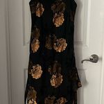 Elegant Black and Gold Floral Dress Size 12 Photo 0