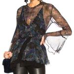 IRO Josie Sheer Watercolor Long Bell Sleeve Top Photo 0