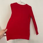 Loft ANN TAYLOR Textured Button Cuff Sweater Bright Red 100% Cotton Crew Neck M Photo 12