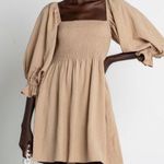 Kourt Tan Smocked Puff Sleeve Mini Dress Size XS Photo 0