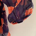 Needle & Thread  Sheer Floral Orange & Blue Blouse Photo 4