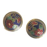 Vintage Cloisonné Floral Butterfly Enamel Clip Photo 1