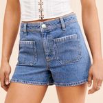 Anthropologie Seventy + Mochi Mabel Patch Pocket High Waisted Denim Shorts in Blue - 27 Photo 2