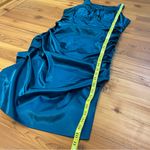 Signature By Sangria Halter Satin Peacock Teal Bodycon Cocktail Dress 14 XL Blue Photo 11