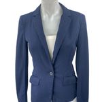 H&M Women's Blue Long Sleeve Single Button Notch Blazer Coat Suit Jacket Size 4 Photo 0