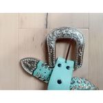 Y2K Bling Belt Size medium Blue/Green Rhinestone Chunky silver Buckle Blue Photo 2