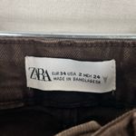 ZARA 90's Split Hem High Waisted Straight Brown Jeans Photo 3