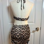 Women Leopard Print Halter Top and Skirt Set Size M Brown Size M Photo 1