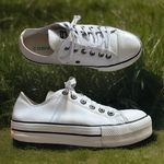 Converse  All Star Lift Platform Low White Leather Shoes Size 7 READ Photo 0