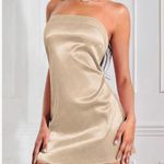 Zaful NEW Strapless Satin Open Back Wedding Guest Cocktail Mini Dress M Photo 0