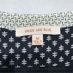 Skies Are Blue  Boho‎ Embroidered V-Neck Long Sleeve Blouse Black White - Size M Photo 2