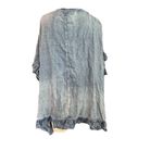 Canvas Washed Denim Ruffle Open Cardigan Size L boho western Blue Size L Photo 3