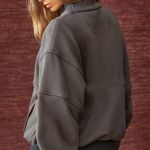 Joah Brown Retro Half Zip Sweatshirt Charcoal Luxe French Terry M/L Photo 3