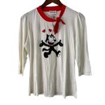 Unique Vintage  Felix The Cat Hearts Graphic Top‎ Red Neck Tie Womens L Photo 6