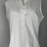 Armani Collezioni Womens White Cotton Button Down Sleeveless Blouse Top Size 12 Photo 2