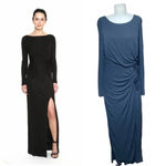 Marchesa Notte Black Long Sleeve Matte Jersey Evening Gown Ruched‎ Size 10 Photo 1