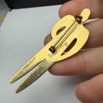 Laurel Burch Shaman Brooch Pin Gold Tone Black Red Enamel Tribal Photo 7