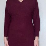 Bodycon Burgundy Long Sleeve Sweater Dress Size Medium Red Photo 3