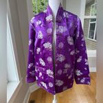 Vintage Purple Black Chinese Embroidered Silk Bed Jacket Handmade Reversible Photo 1
