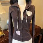 PINK - Victoria's Secret PINK Victoria Secret Brown Zip Knit Hoodie Photo 13